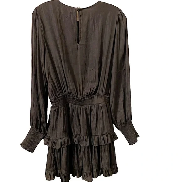 Do + Be Small Pullover Keyhole Closure Smock Waist Ruffles Long Sleeves Dress - Picture 3 of 6